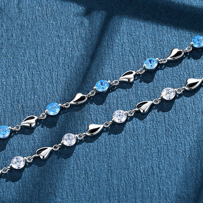 Heart of the Ocean Sterling Silver Austrian Crystal Bracelet