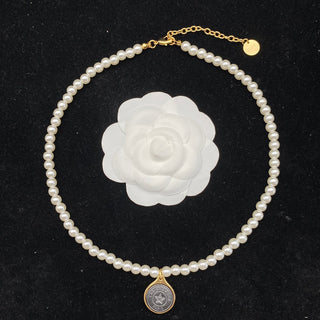 Fashion CD Pearl Pendant Brand Necklace