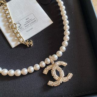 Double C Pendant Pearl Necklace
