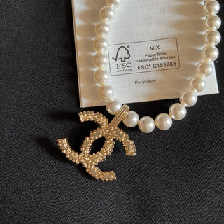 Double C Pendant Pearl Necklace