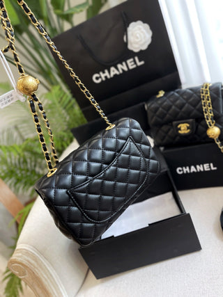 Small Golden Ball Rhombic Leather Rope Chain Bag Shoulder Bag