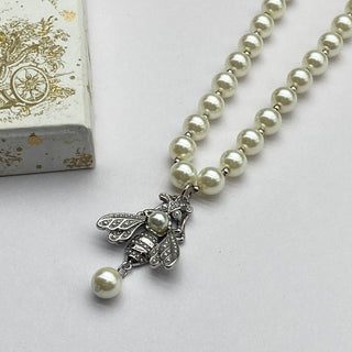CD Pearl Bee Pendant Necklace