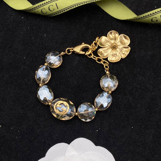 Vintage Double G Flower Rhinestone Bracelet