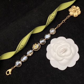 Vintage Double G Flower Rhinestone Bracelet