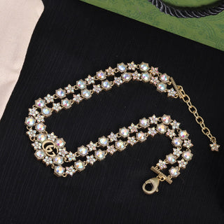Fashion CC Rhinestone Charm Necklace