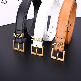 3 Colors Fashion Alphabet Buckle Ladies Leather Belt