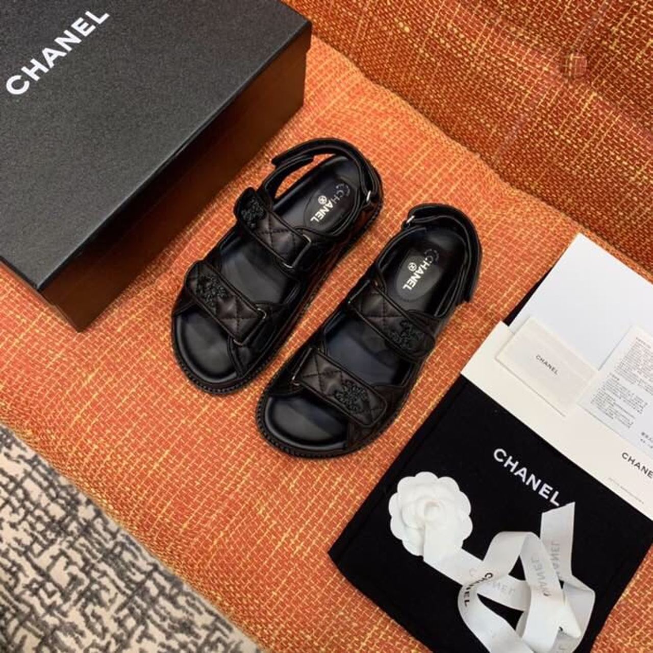 cc CC Logo Velcro Sandals Black For Women, Women's Shoes 0.4in/1cm G35927 94305