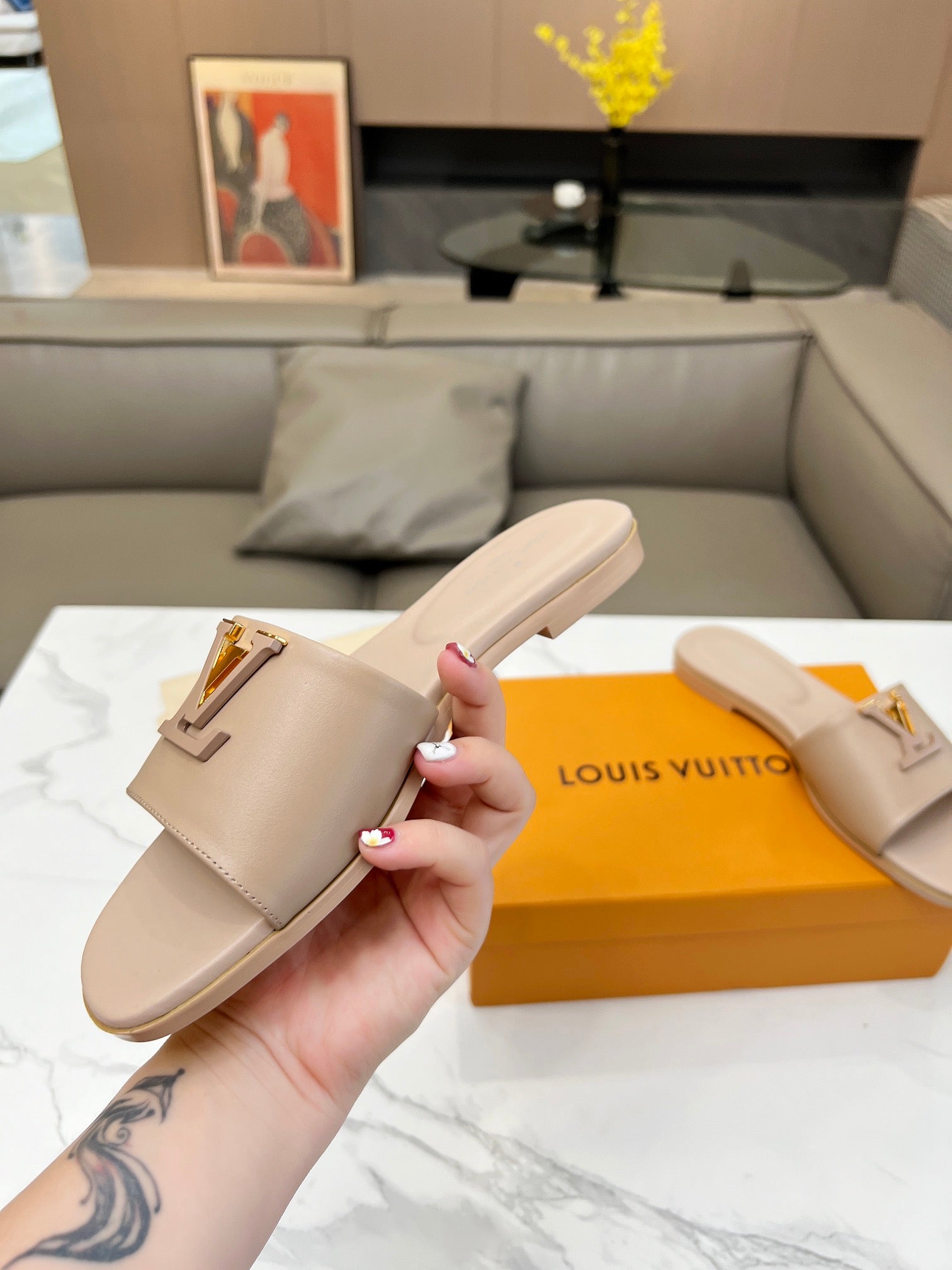 Louis new arrival women slippers heels 4.5cm
