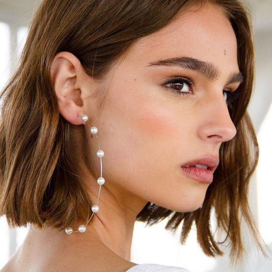 simple pearl big circle earrings earrings