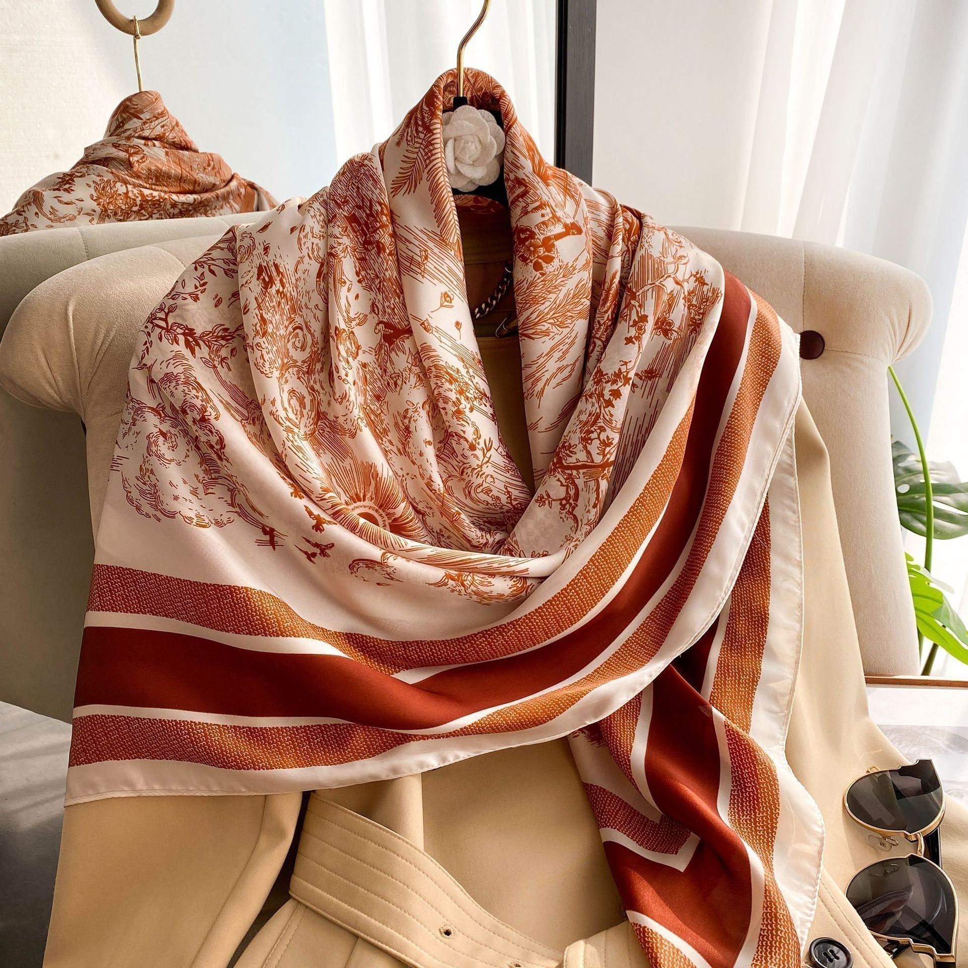 All-match plain silk scarf