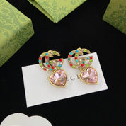 Fashion Double G Heart rhinestone earrings
