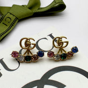 Stylish Double G Color rhinestone earrings