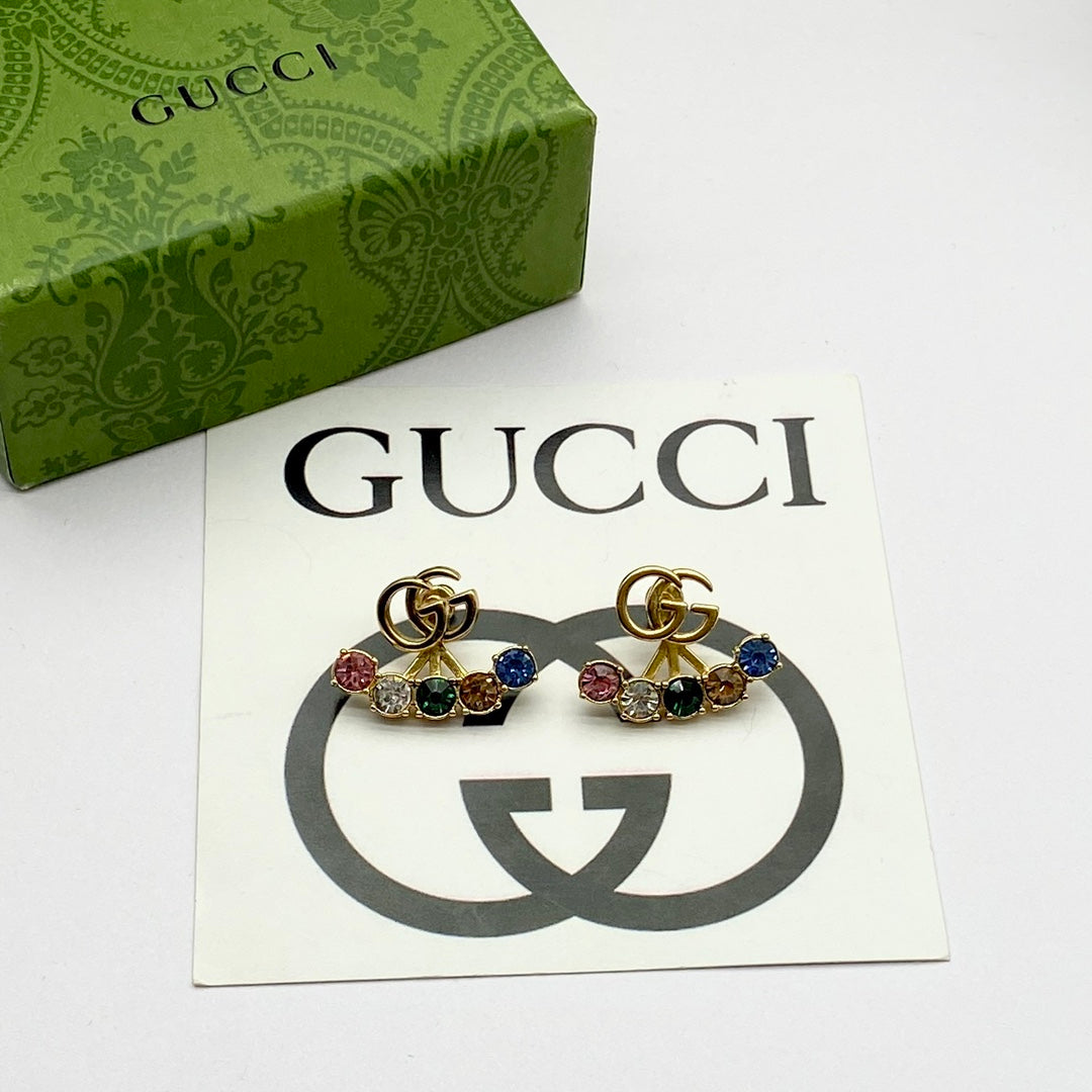 Stylish Double G Color rhinestone earrings