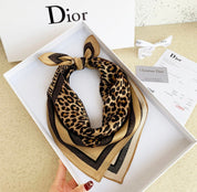 Solid color CD leopard silk scarf
