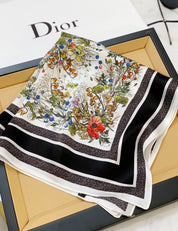 CD square pattern silk scarf
