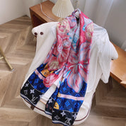 Fashion four-leaf clover and plum blossom printed silk scarf