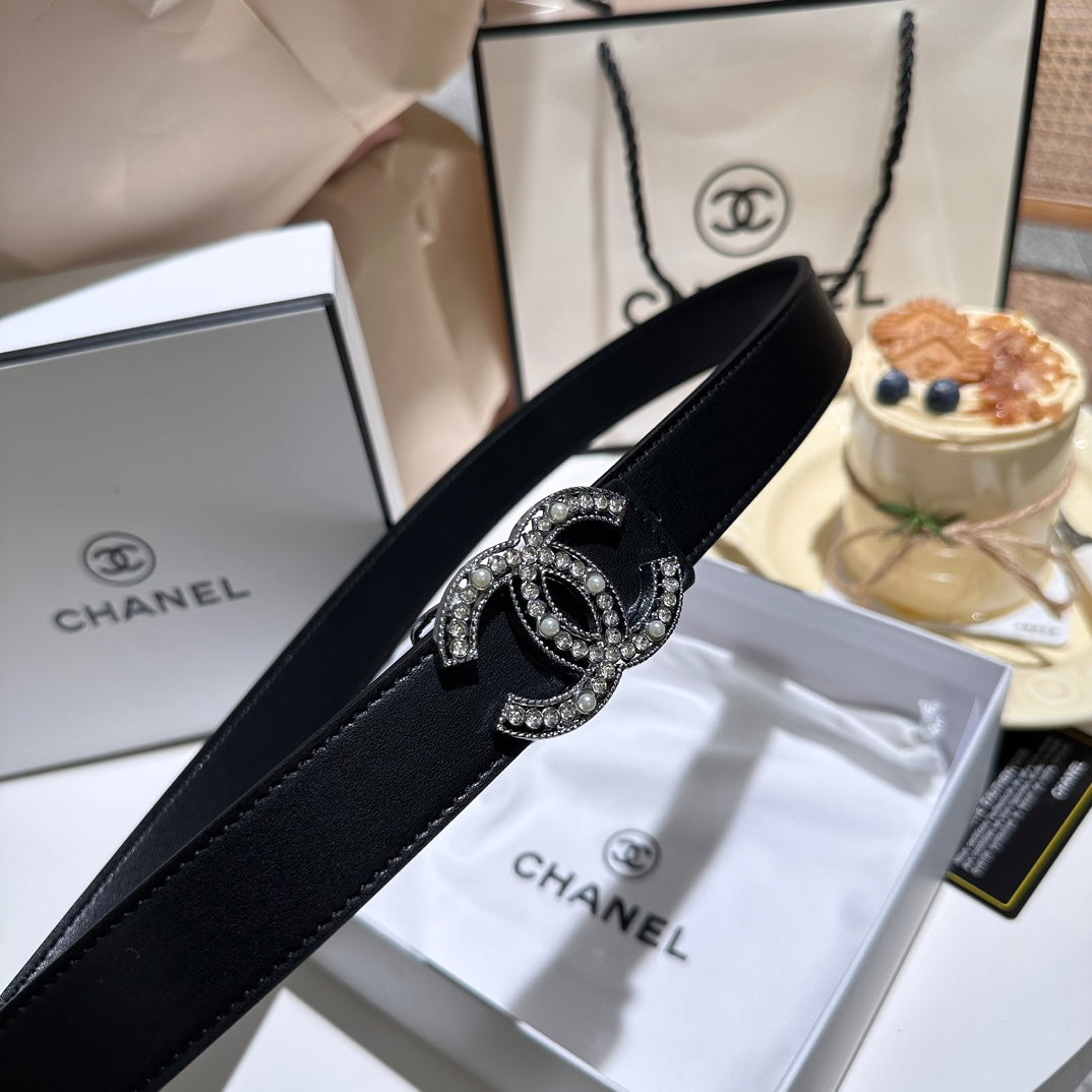 Luxury double C pearl belt