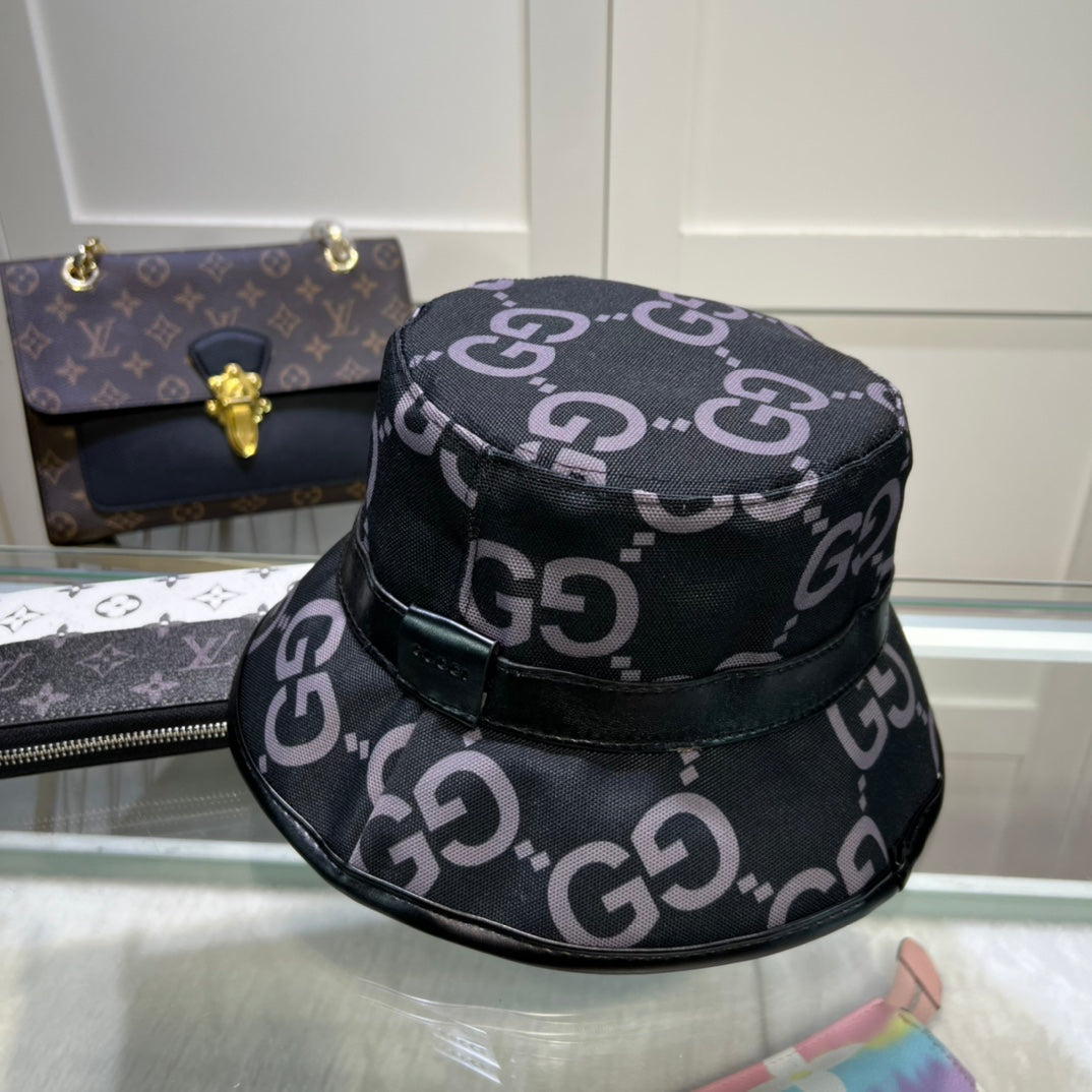 Double G stripe letter printing bucket hat