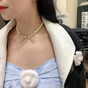 Fashion CC pearl bow necklace