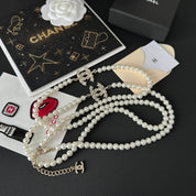 Fashion double CC pearl pendant necklace