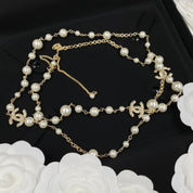 Fashion CC Pearl Rhinestone Charm Necklace