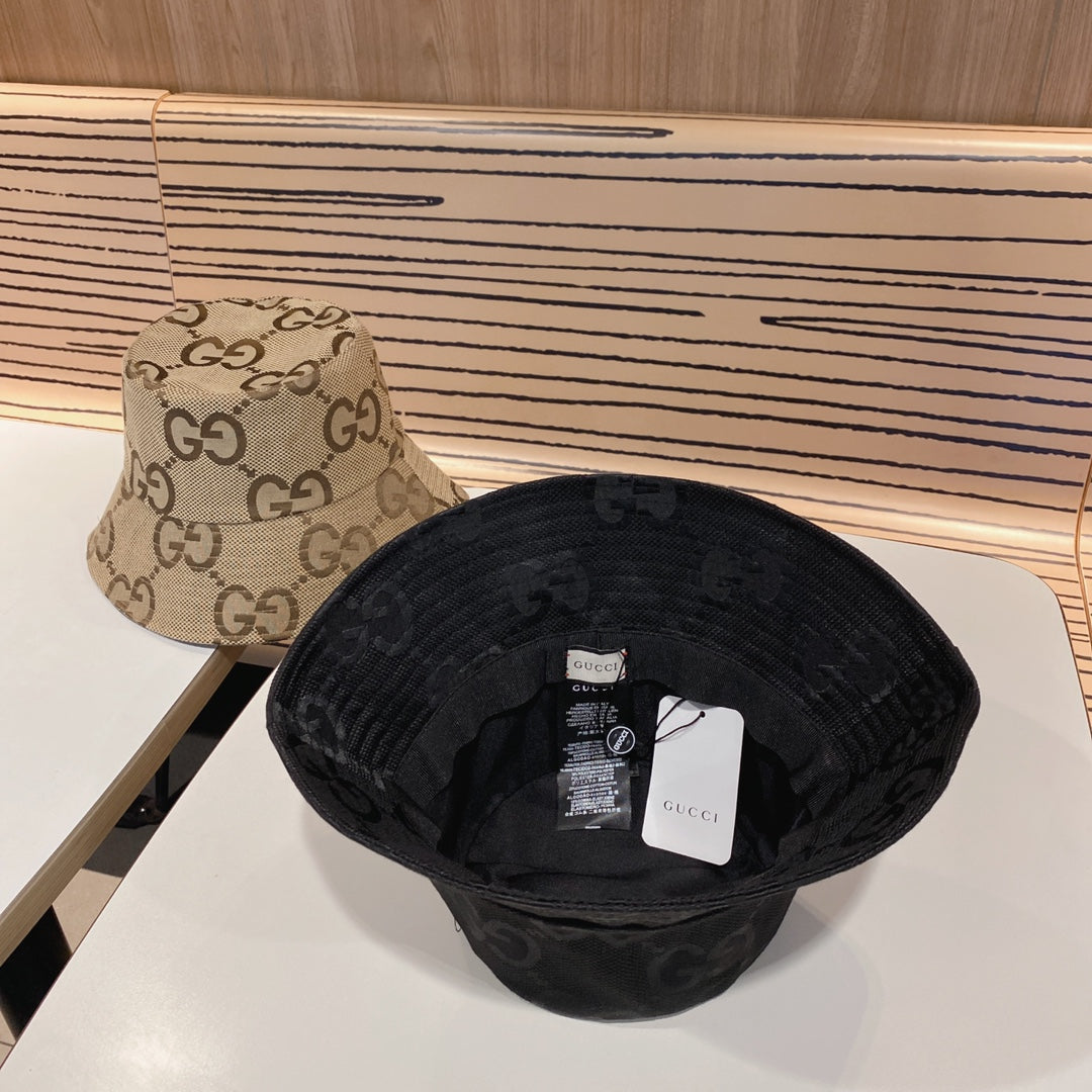 GG solid color chain pattern bucket hat