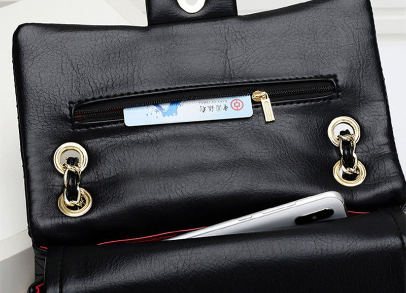 Fashion Leather Ringer Lock Catch Single Shoulder Crossbody Bag Handbag