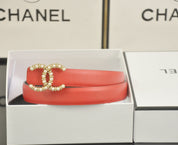 6 color luxury double C pearl rhinestone belt