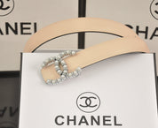 6 color luxury double C pearl rhinestone belt