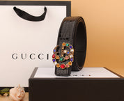 2 luxury double G irregular colored diamond belts