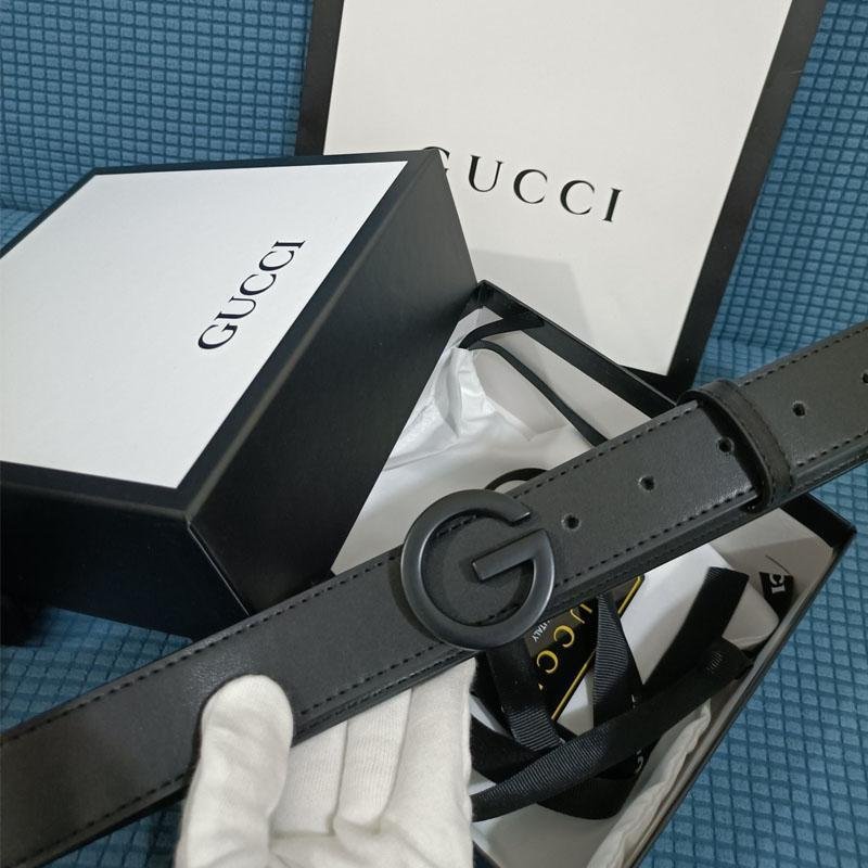 3 Colors Luxury Single G Black Leather Belt