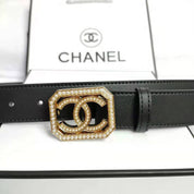 2 Colors Fashion pearl square buckle leather belt