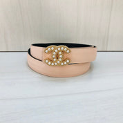 6 Colors Fashion Pearl Letter Leather Belt